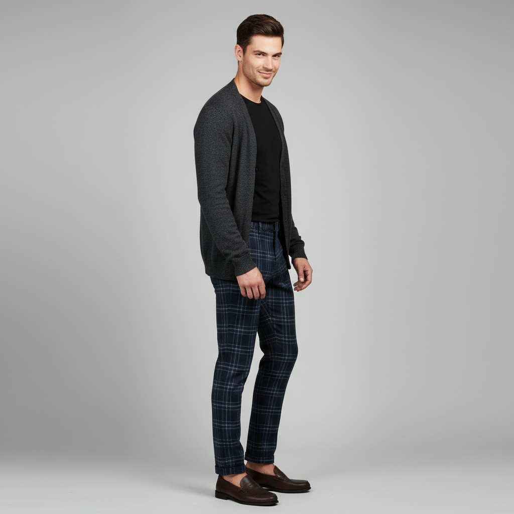 Sasha Chinohose | Kariert | Herrenhose Slim Fit