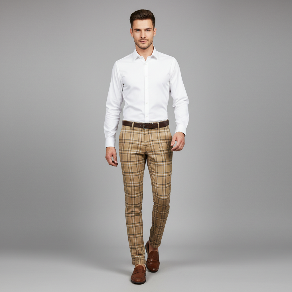 Sasha Chinohose | Kariert | Herrenhose Slim Fit