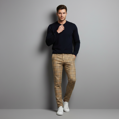 Sasha Chinohose | Kariert | Herrenhose Slim Fit