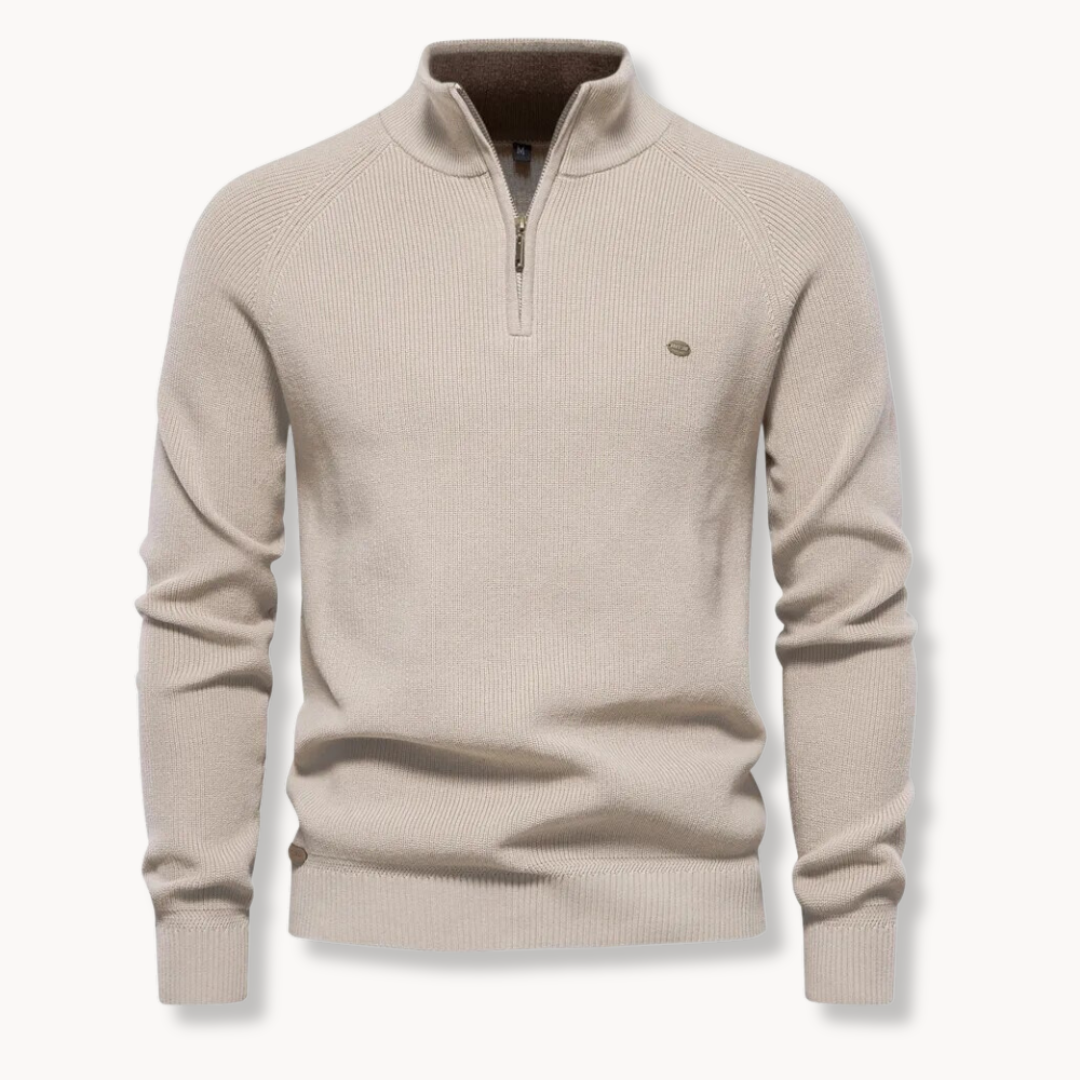 Schwarzer Herrenpullover mit Reißverschluss | Slim-Fit Strickpullover 5