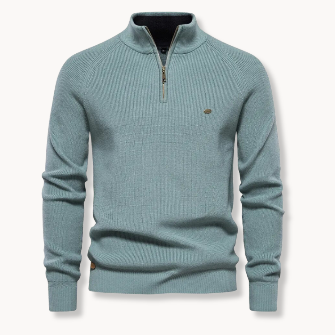 Schwarzer Herrenpullover mit Reißverschluss | Slim-Fit Strickpullover 6