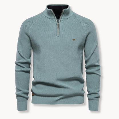 Schwarzer Herrenpullover mit Reißverschluss | Slim-Fit Strickpullover 6