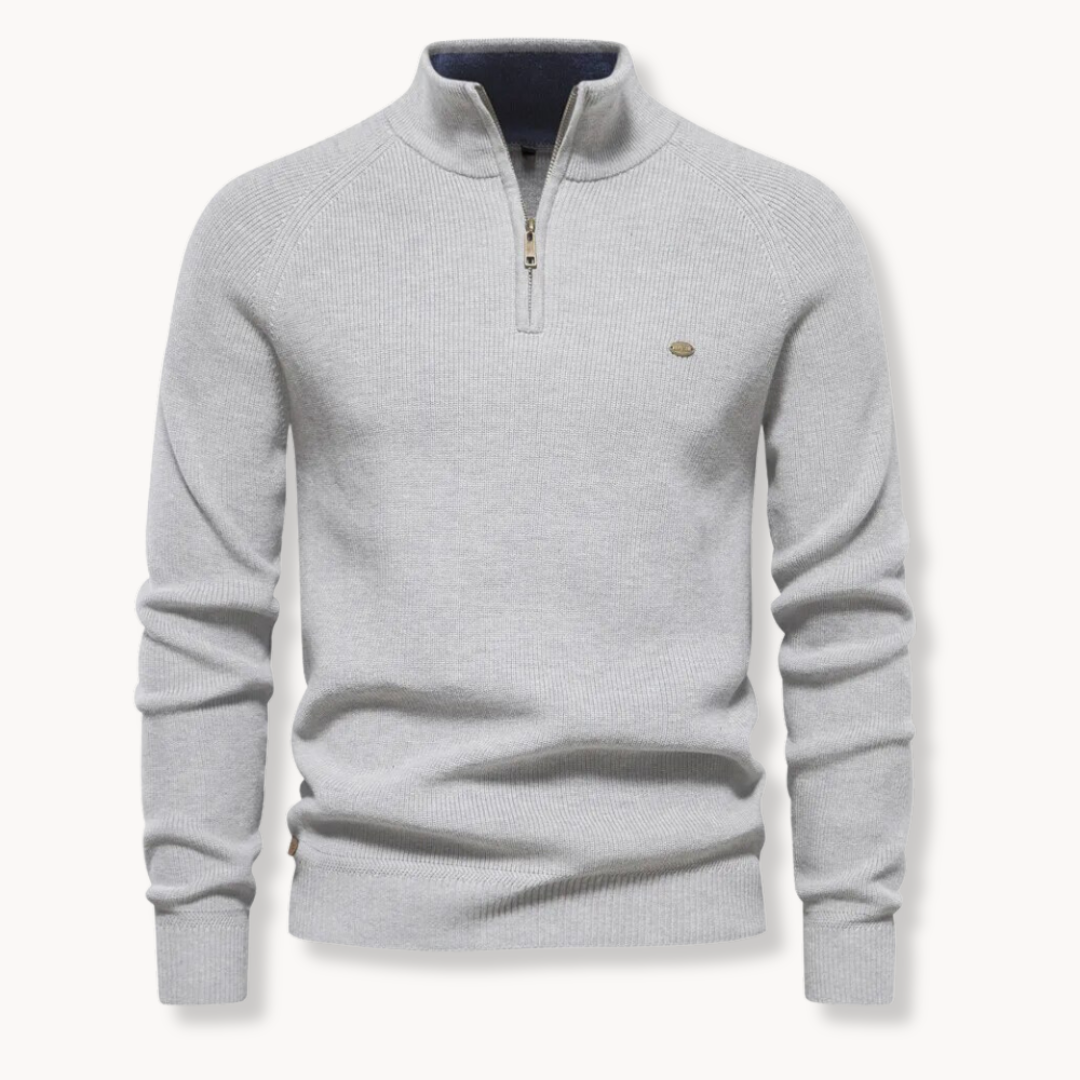 Schwarzer Herrenpullover mit Reißverschluss | Slim-Fit Strickpullover 7