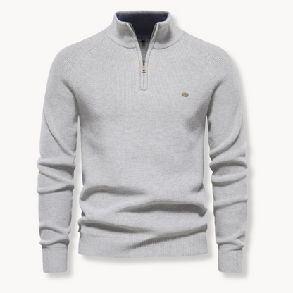 Schwarzer Herrenpullover mit Reißverschluss | Slim-Fit Strickpullover 7
