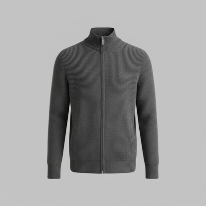 Slim-Fit Cardigan Schwarz | Strickjacke Herren mit Reißverschluss 6