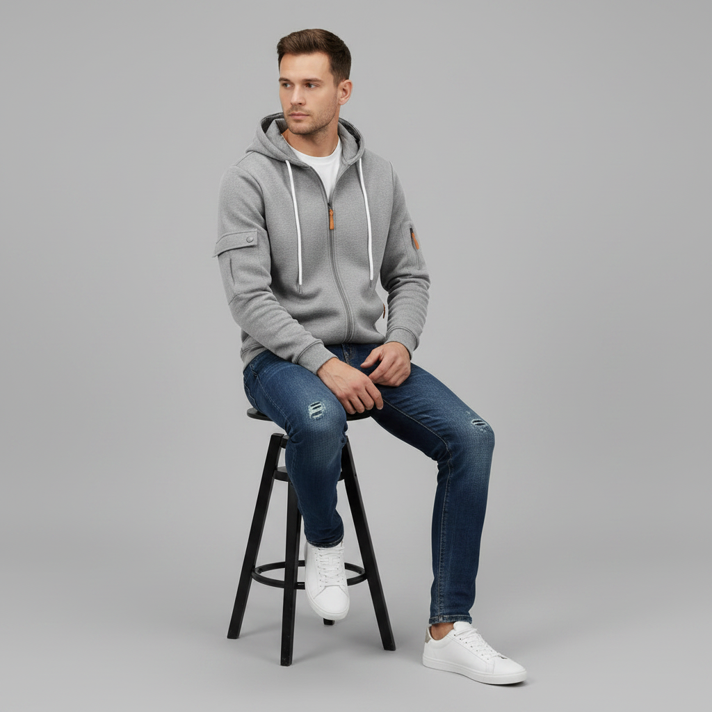 Utility-Hoodie Herren | Sweatshirt mit Reißverschluss