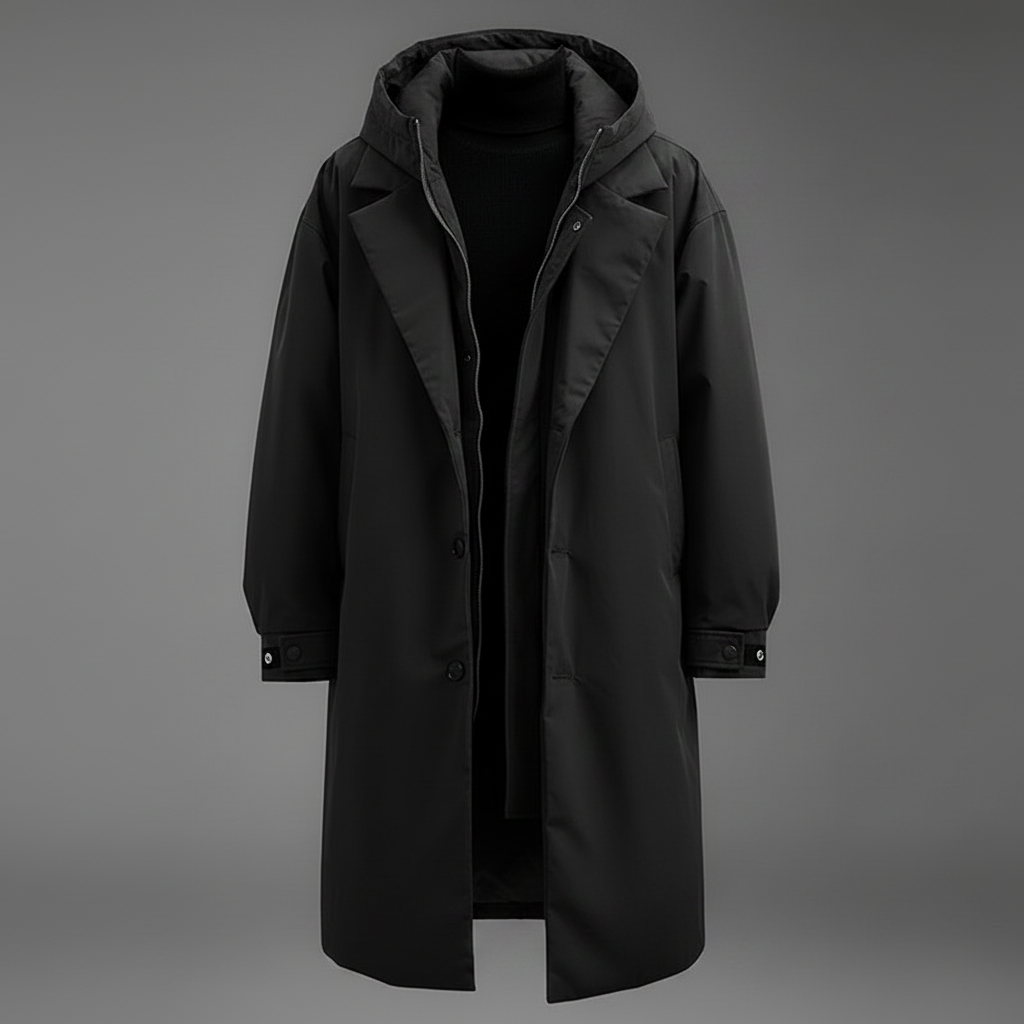 Wasserdichter Trenchcoat für Herren | Lange Kapuzenjacke 6